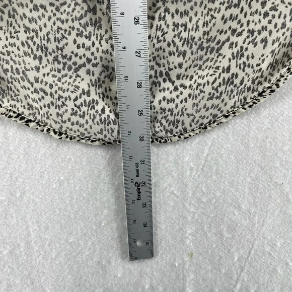 H&M Tank Top Women Sz 2 Cream Beige Black Dots Print V-Neck Piping Long Back Hem - Picture 4 of 11